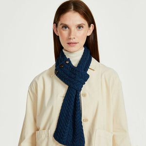 Merino Wool Aran Cable Knit Loop Scarf Ocean Blue studio Creative Irish Gift