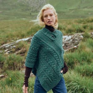 Aran Cable & Basket Merino Wool Poncho Lifestyle Creative Irish Gift