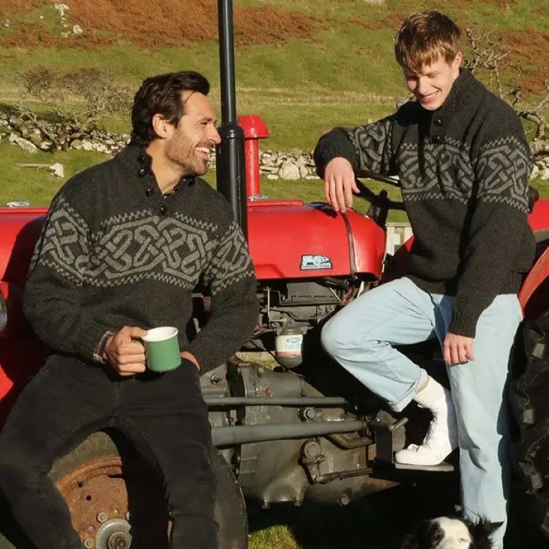 A271195 Men's Wool Celtic Troyer Sweater Studio LifestyleCreative Irish gift