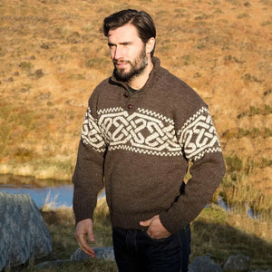 A271195 Men's Wool Celtic Troyer Sweater Studio Creative Irish gift
