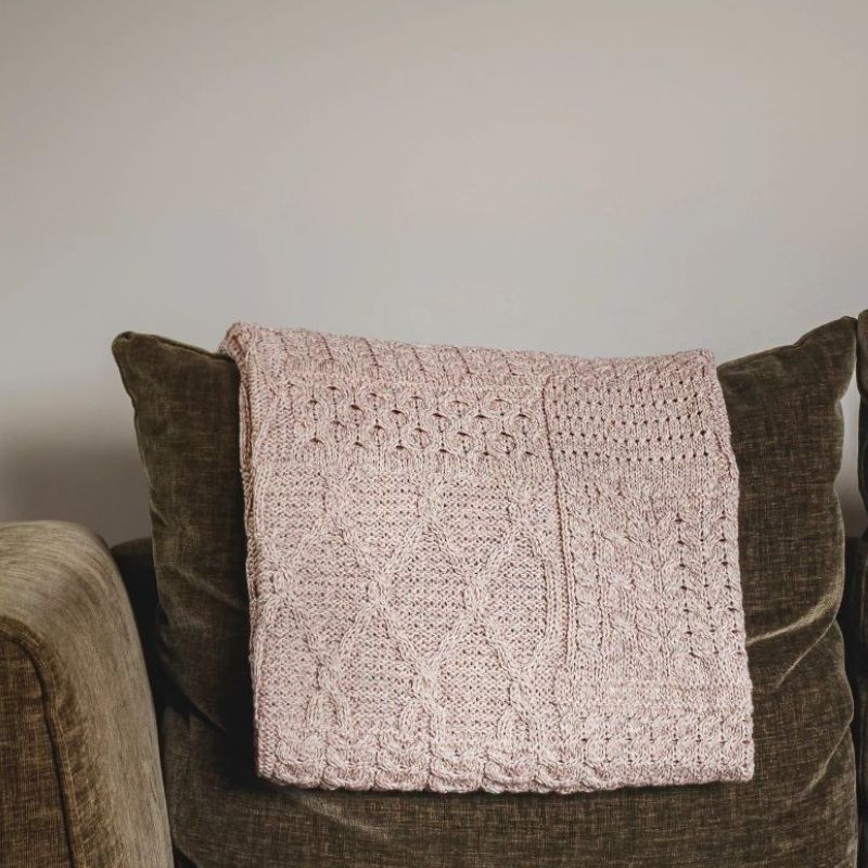 Aran Knit Patchwork Blanket- Beige Fleck Creative Irish Gifts