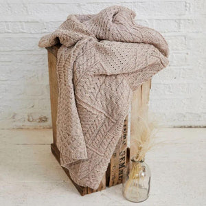 Aran Knit Patchwork Blanket- Beige Fleck Lifestyle Creative Irish Gifts