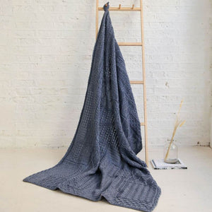 Aran Knit Patchwork Blanket- Derby Purple Lifestyle Creative Irish Gifts