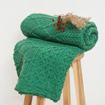 Aran Knit Patchwork Blanket- Green  Creative Irish Gifts