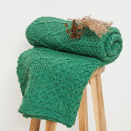 Aran Knit Patchwork Blanket- Green  Creative Irish Gifts