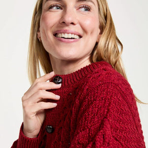 Aran Knitted Merino Wool Cardigan Red studio Creative Irish Gift