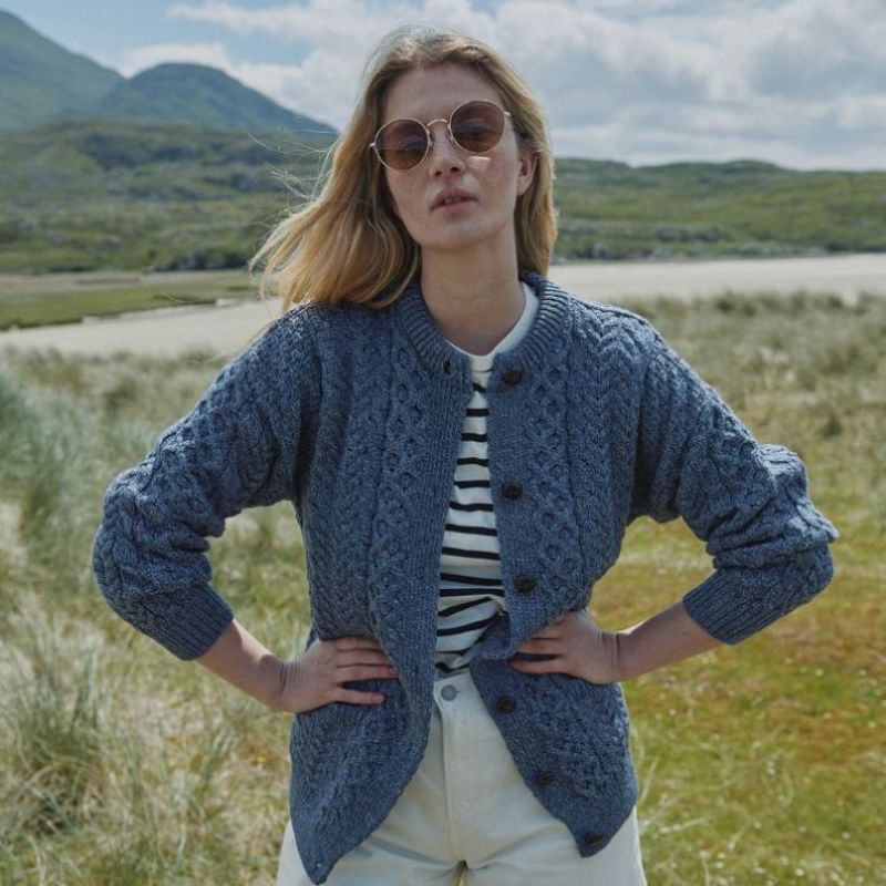 Aran Knitted Merino Wool Cardigan Lifestyle Creative Irish Gift