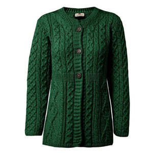 Cable Knit Irish Merino Wool Cardigan Green Studio Creative Irish Gift