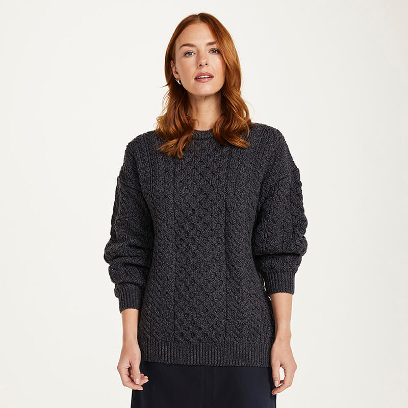 Ladies Merino Wool Aran Boyfriend Sweater
