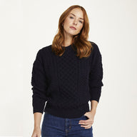 Ladies Merino Wool Aran Boyfriend Sweater
