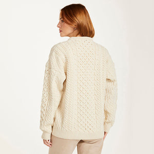 Ladies Merino Wool Aran Boyfriend Sweater