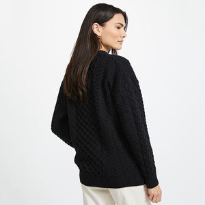 Ladies Merino Wool Aran Boyfriend Sweater