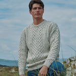 A823 Classic Aran Merino Wool Crew Neck Sweater Creative Irish Gifts
