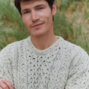 A823 Classic Aran Merino Wool Crew Neck Sweater Creative Irish Gifts
