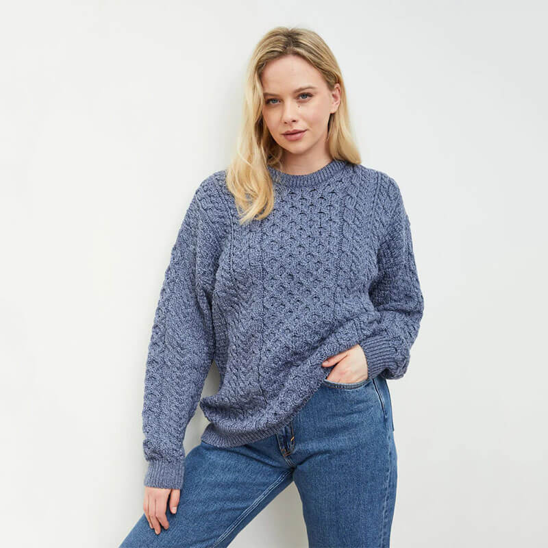 Ladies Merino Wool Aran Boyfriend Sweater