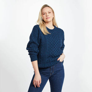 Ladies Merino Wool Aran Boyfriend Sweater
