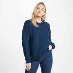 Ladies Merino Wool Aran Boyfriend Sweater