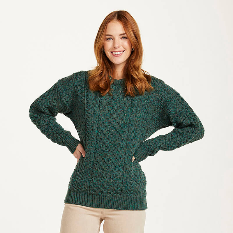 Ladies Merino Wool Aran Boyfriend Sweater