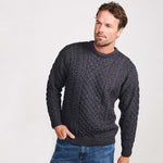 A823 Aran Fisherman Merino Wool Crew Neck Sweater Gerby Purple Creative Irish Gift.