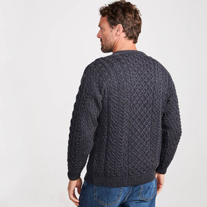 A823 Aran Fisherman Merino Wool Crew Neck Sweater Derby Purple Creative Irish Gift.