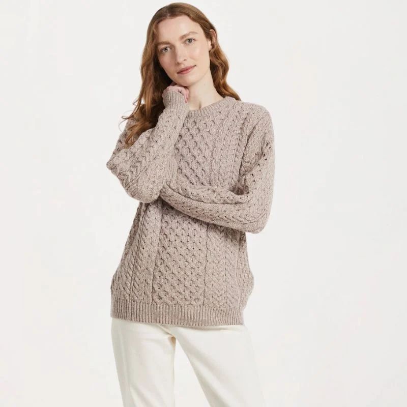 Pure Merino Wool Aran Boyfriend Sweater Creative Irish Gifts