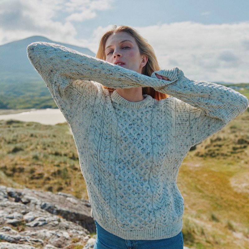 Pure Merino Wool Aran Boyfriend Sweater Creative Irish Gifts