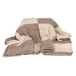 Traditional Aran Patchwork Merino Wool Throw White studio Creative Irish Gift