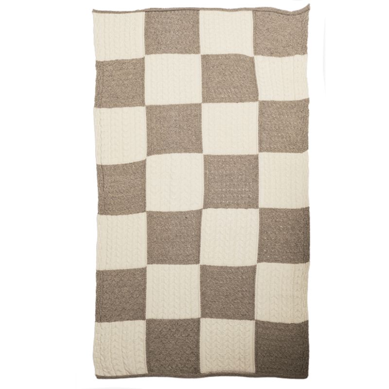 Traditional Aran Patchwork Merino Wool Throw White Creative Irish Gift