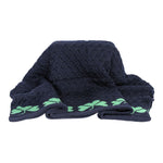 A962 Merino Wool Shamrock Stitch Irish Throw, Navy Creative Irish Gift
