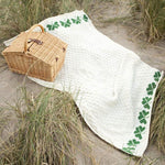 A962 Merino Wool Shamrock Stitch Irish Throw, White Lifestyle Creative Irish Gift