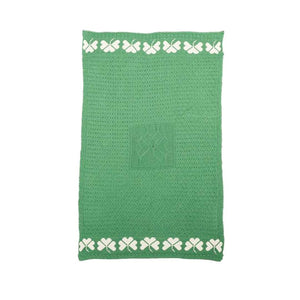 A962191-ONE Merino Wool Shamrock Stitch Irish Throw, Green Front Creative Irish gift