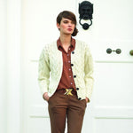 Ladies Boyfriend Aran Cable Knit Cardigan White Creative Irish Gift