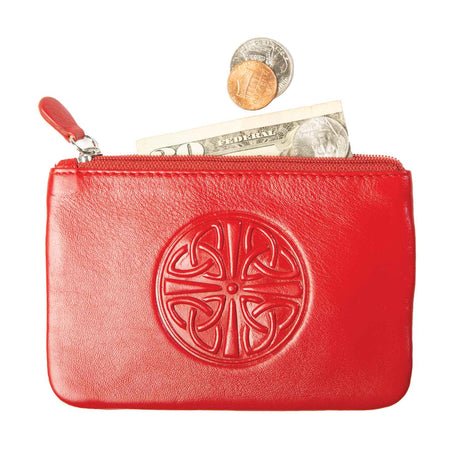 Celtic Knot Leather Coin Purse- Red - Creative Irish Gifts