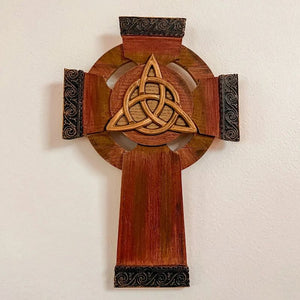 Celtic Cross Shaped Wall Decor with Knotwork Creative Irish Gifts