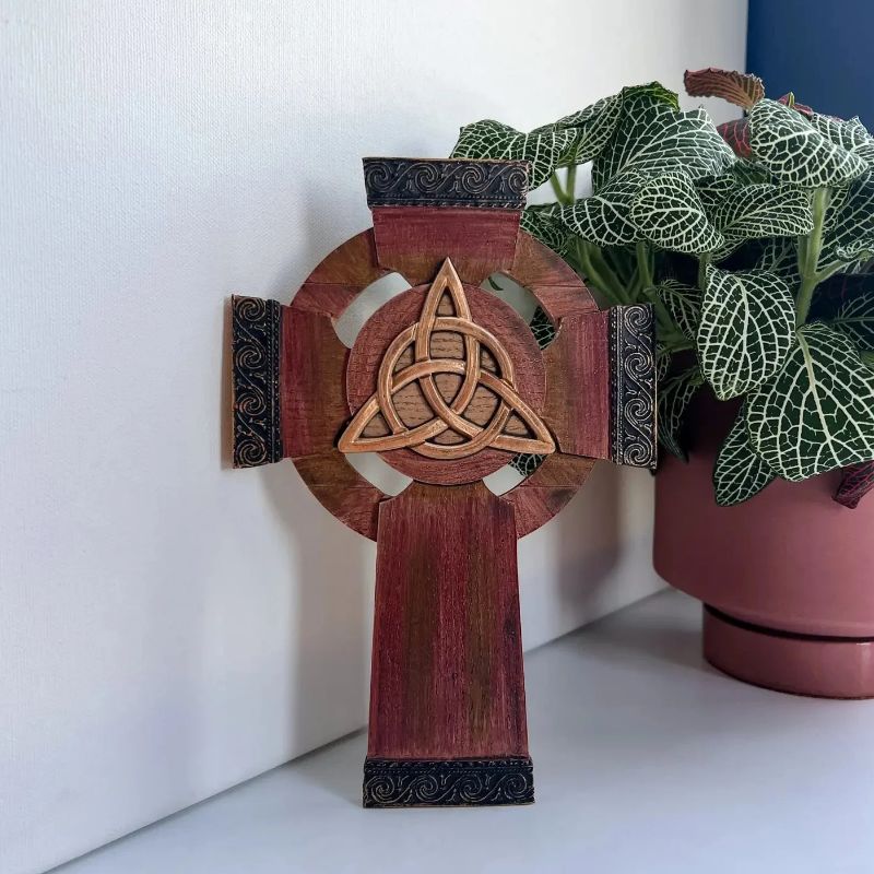 Celtic Cross Shaped Wall Decor with Knotwork Lifestyle Creative Irish Gifts