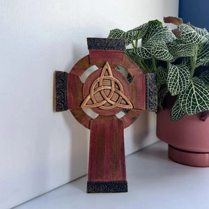Celtic Cross Shaped Wall Decor with Knotwork Lifestyle Creative Irish Gifts