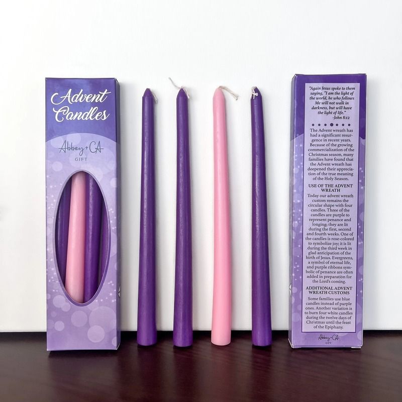 Set of 4 Pink & Purple Advent Candles  Creative Irish Gifts