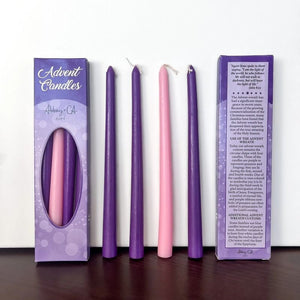 Set of 4 Pink & Purple Advent Candles  Creative Irish Gifts