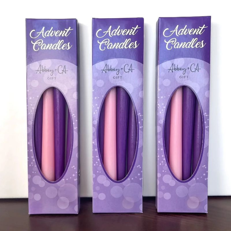 Set of 4 Pink & Purple Advent Candles  Creative Irish Gifts