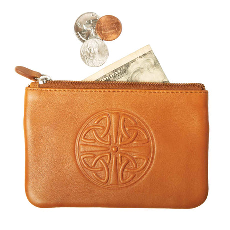 Celtic Trinity Knot Coin Purse- Saddle Brown - Creative Irish Gifts