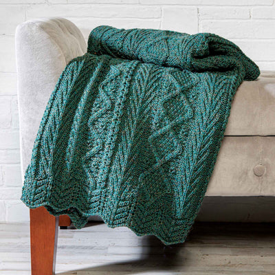 Aran Knit Throw Blanket with Lace Trim- Green - Creative Irish Gifts