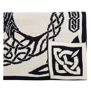 AF703 Tree of Life Wool Throw Blanket Navy Creative Irish Gifts