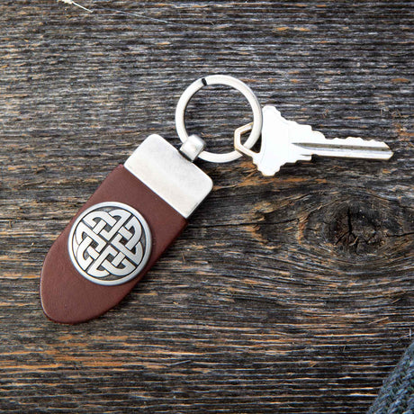 Celtic Knot Leather Keychain - Creative Irish Gifts