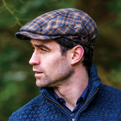 Blue and Brown Plaid Kerry Cap - Creative Irish Gifts