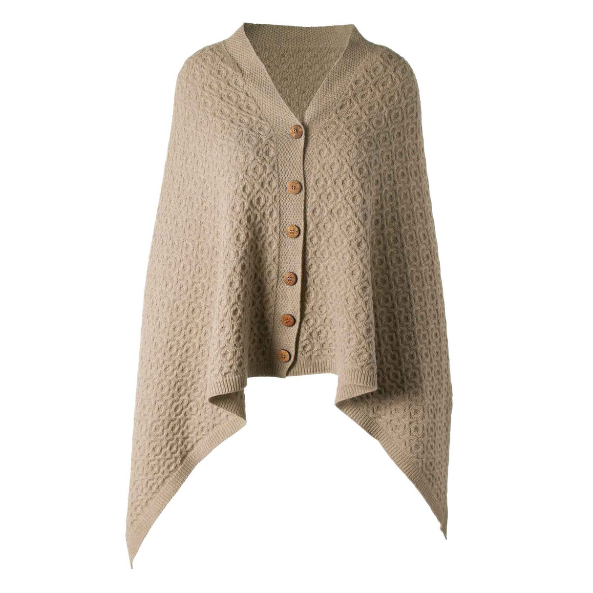 Lambswool Knit Poncho, Brown - Creative Irish Gifts