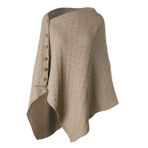 Lambswool Knit Poncho, Brown - Creative Irish Gifts