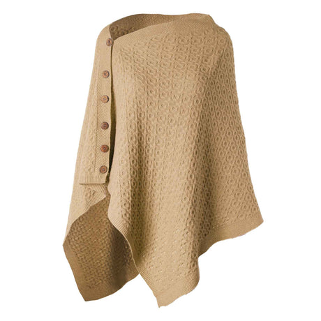 Lambswool Knit Poncho, Camel - Creative Irish Gifts