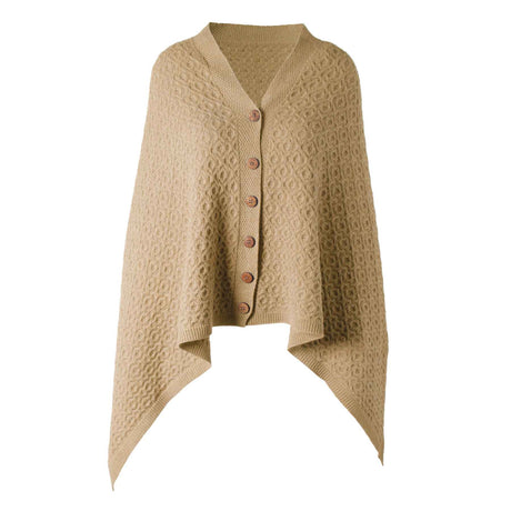 Lambswool Knit Poncho, Camel - Creative Irish Gifts
