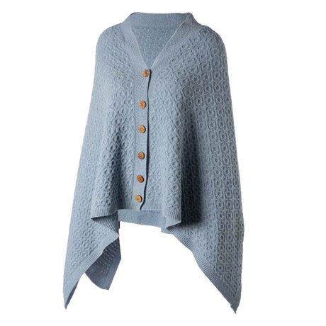 Lambswool Knit Poncho, Light Blue - Creative Irish Gifts