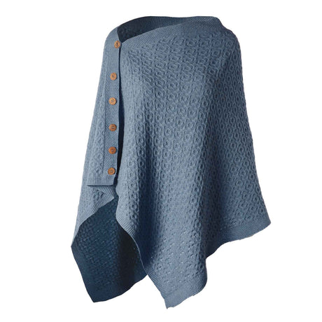 Lambswool Knit Poncho, Dark Blue - Creative Irish Gifts